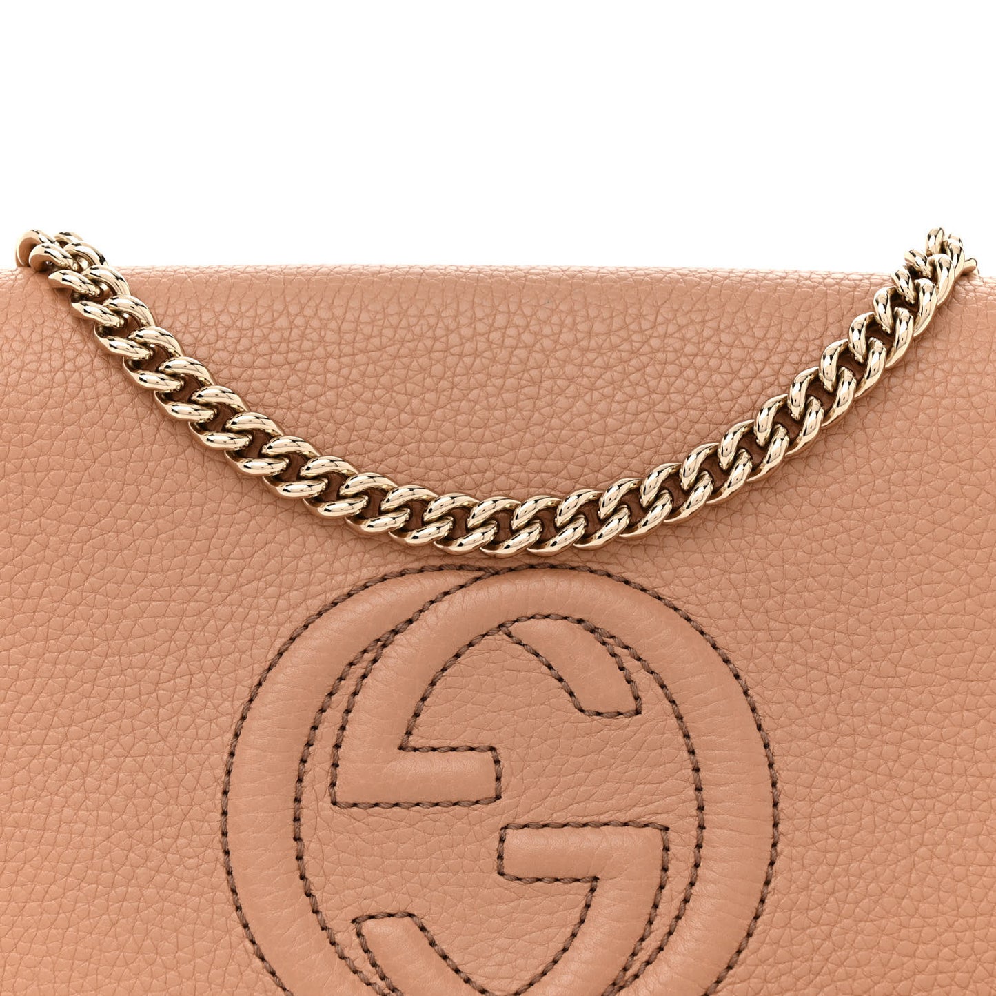 Pebbled Calfskin Medium Soho Flap Crossbody Camelia