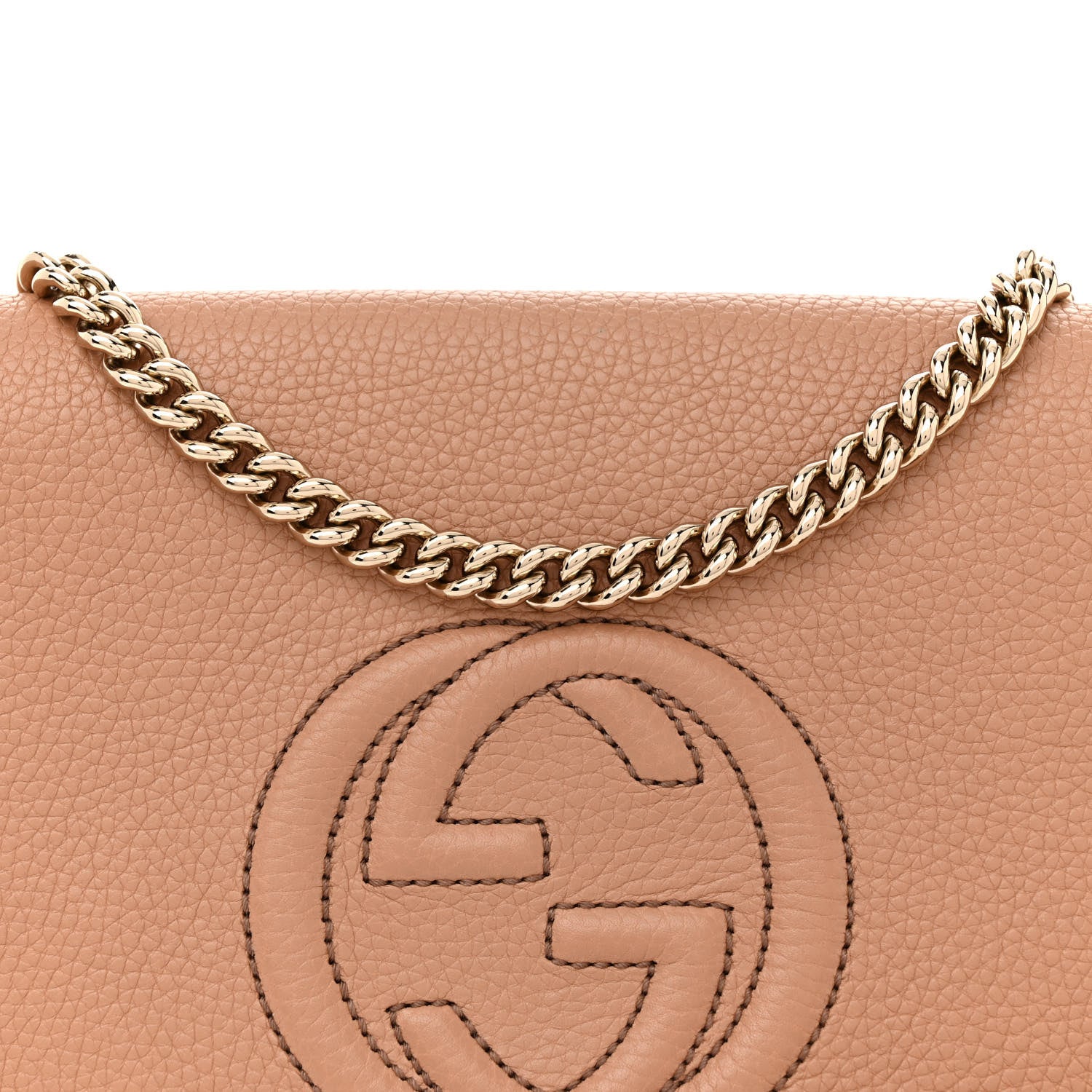 Gucci Pebbled Calfskin Medium Soho Flap Crossbody Camelia 8 of 14