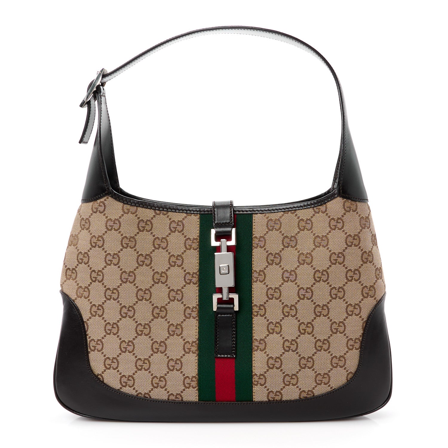 Gucci Monogram Web Jackie O Hobo Dark Brown 1 of 12