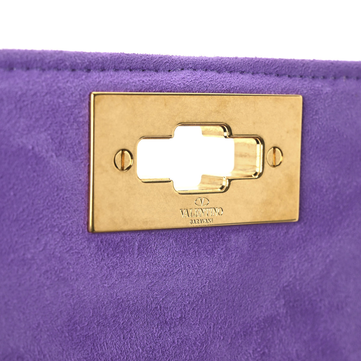Crystal Suede Small Roman Stud Shoulder Bag Light Amethyst Glicine