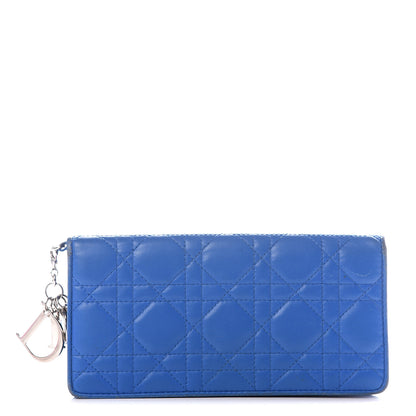Christian Dior Lambskin Cannage Rendezvous Wallet Blue 1 of 12