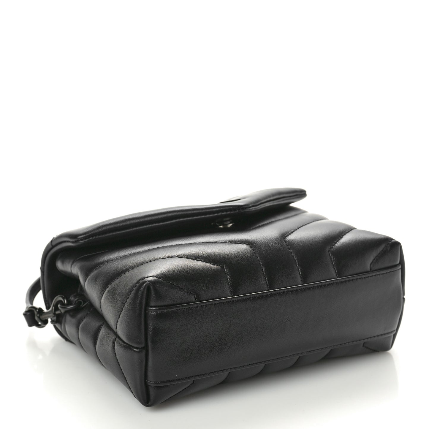 Calfskin Y Quilted Monogram Monochrome Toy Loulou Crossbody Bag Black