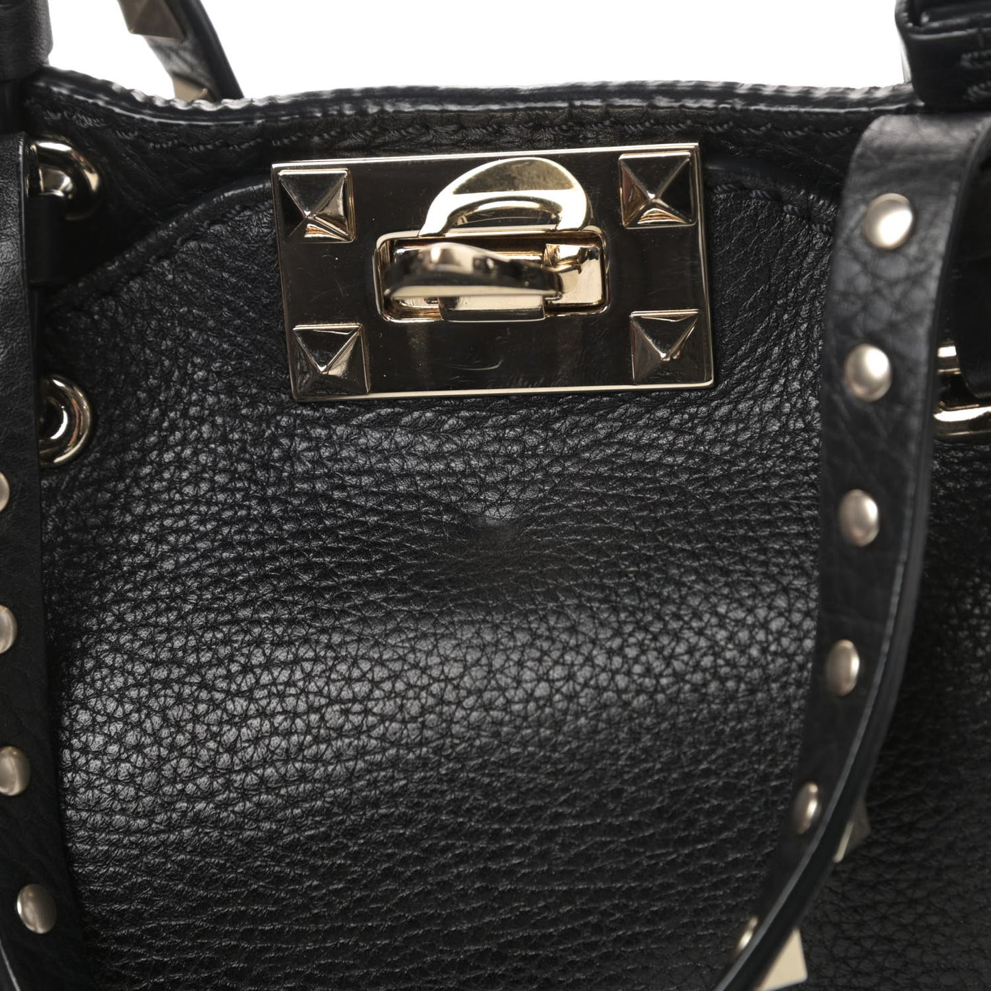 Pebbled Calfskin Mini Rockstud Tote Black