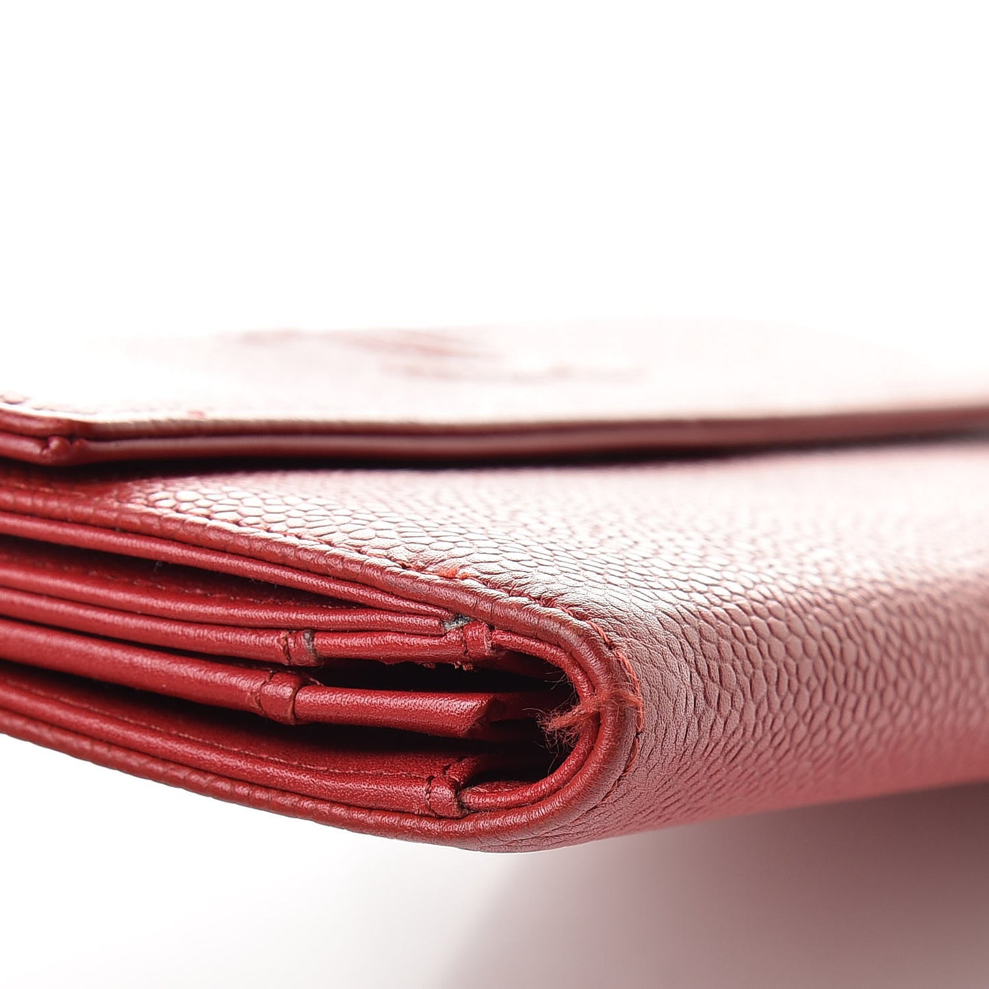 Caviar CC Long Flap French Wallet Red