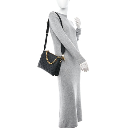 Louis Vuitton LOUIS VUITTON Lambskin Embossed Monogram Coussin PM Black 2 of 12