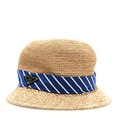 Prada Raffia Bucket Hat M Naturale Blue 1 of 7