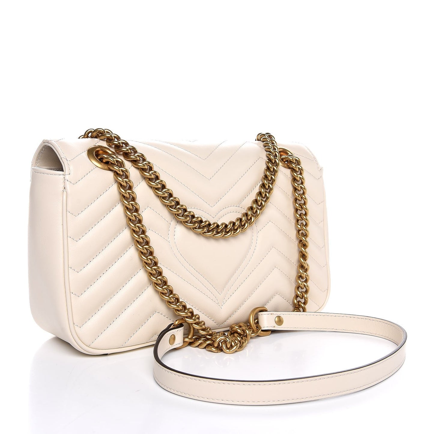 Calfskin Matelasse Small GG Marmont Shoulder Bag White