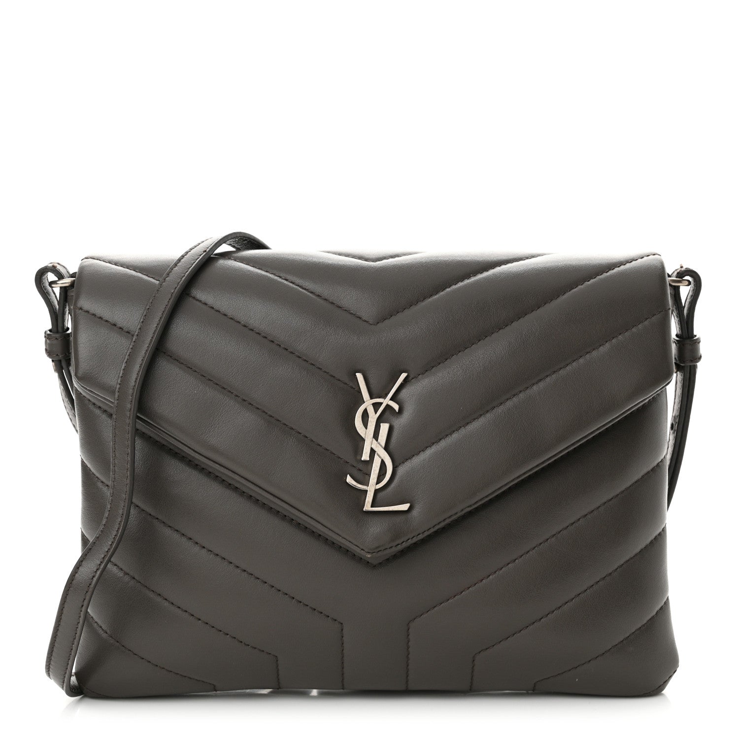 Saint Laurent Calfskin Y Quilted Monogram Loulou Flap Bag Earth 1 of 13