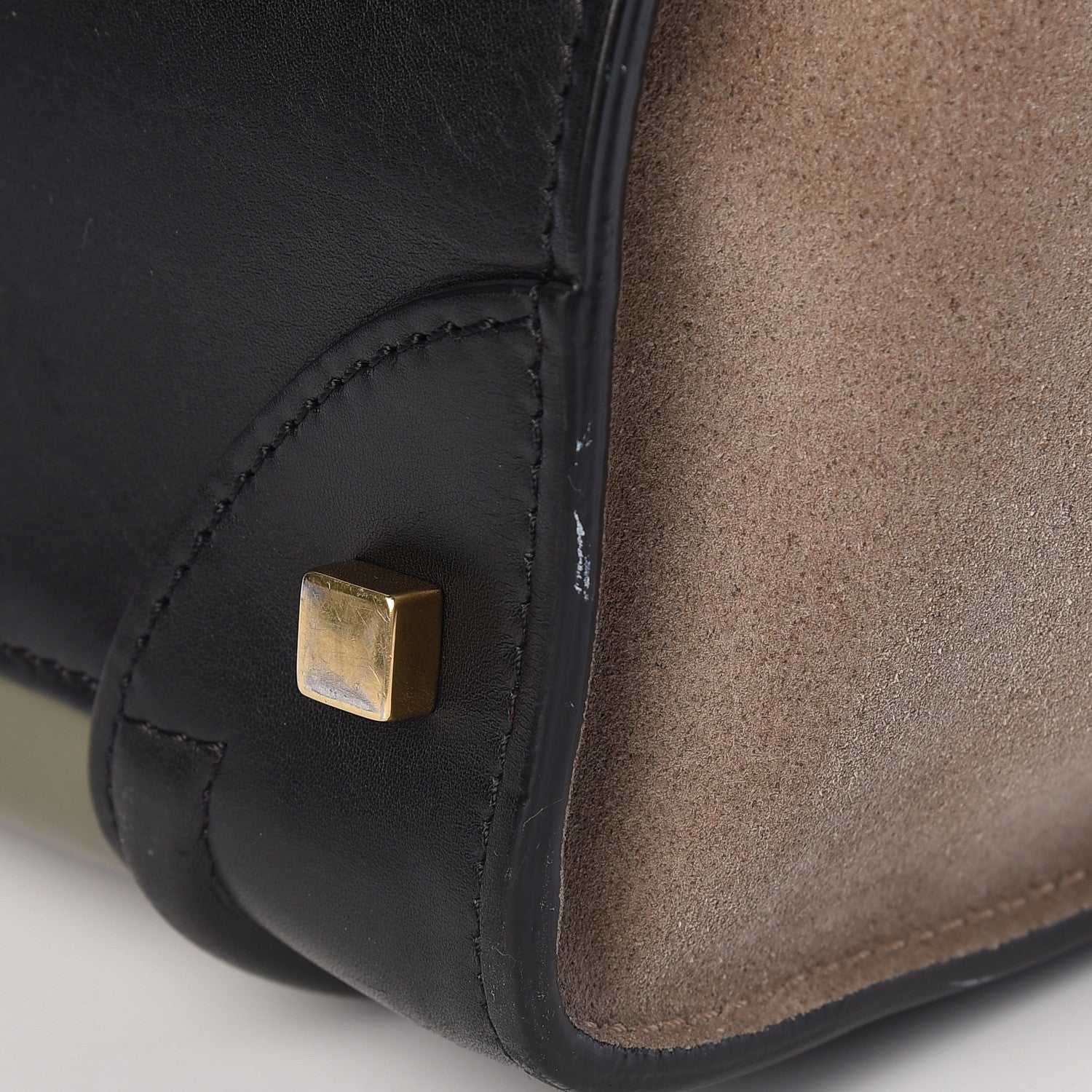 Celine Satin Calfskin Suede Mini Tri-Color Luggage Almond 12 of 13
