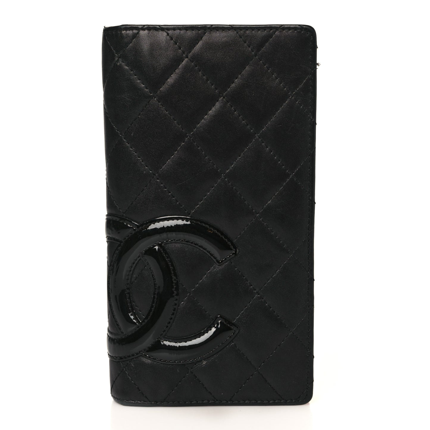 Calfskin Quilted Cambon Yen Wallet Black