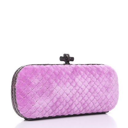 Bottega Veneta Velvet Intreccio Impero Ayers Knot Clutch Peony 3 of 8