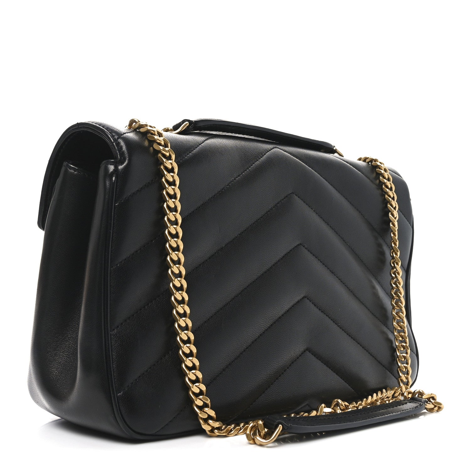 Saint Laurent Lambskin Matelasse Chevron Medium Loulou Black 3 of 9