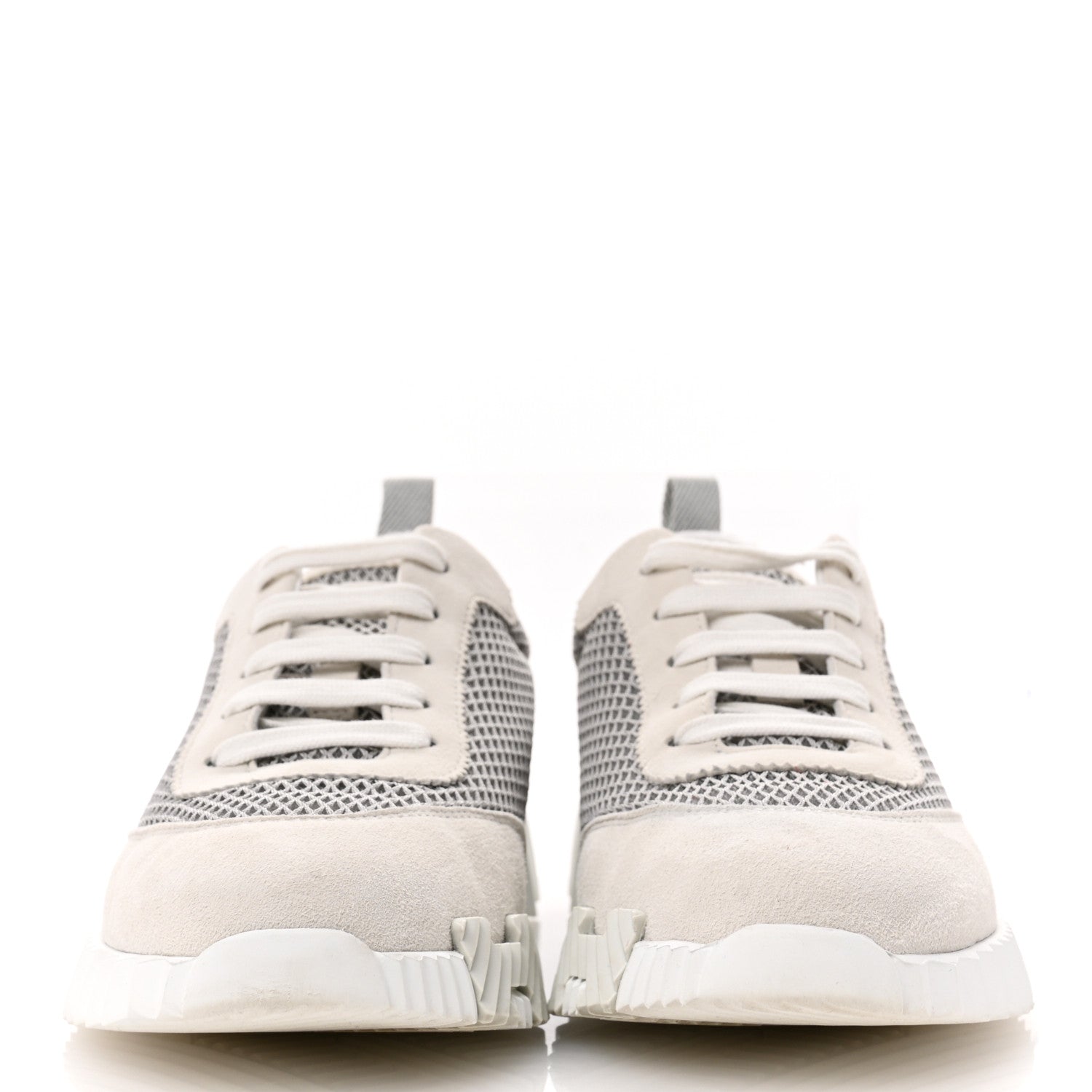 Hermes Air Mesh Suede Goatskin Bouncing Sneakers 38 Gris Lulea White 3 of 10