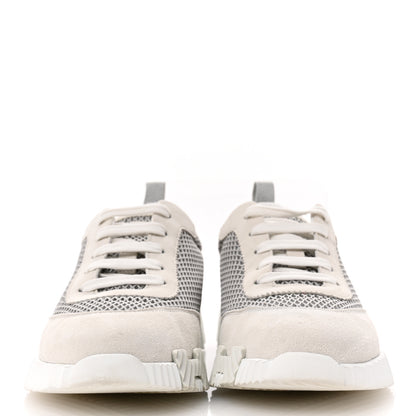Hermes Air Mesh Suede Goatskin Bouncing Sneakers 38 Gris Lulea White 3 of 10