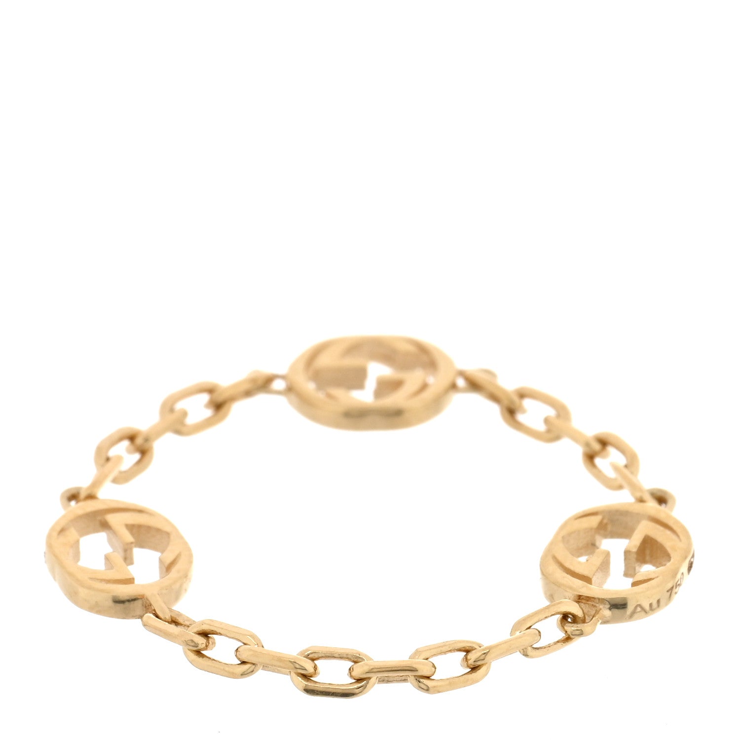 Gucci 18K Yellow Gold Interlocking G Chain Ring 56 7.5 3 of 5