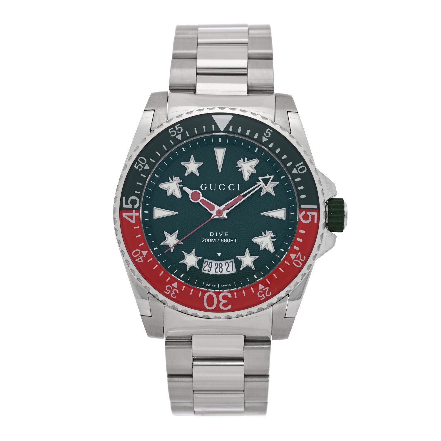 Gucci Stainless Steel 45mm Dive Quartz Watch Green 1 of 5