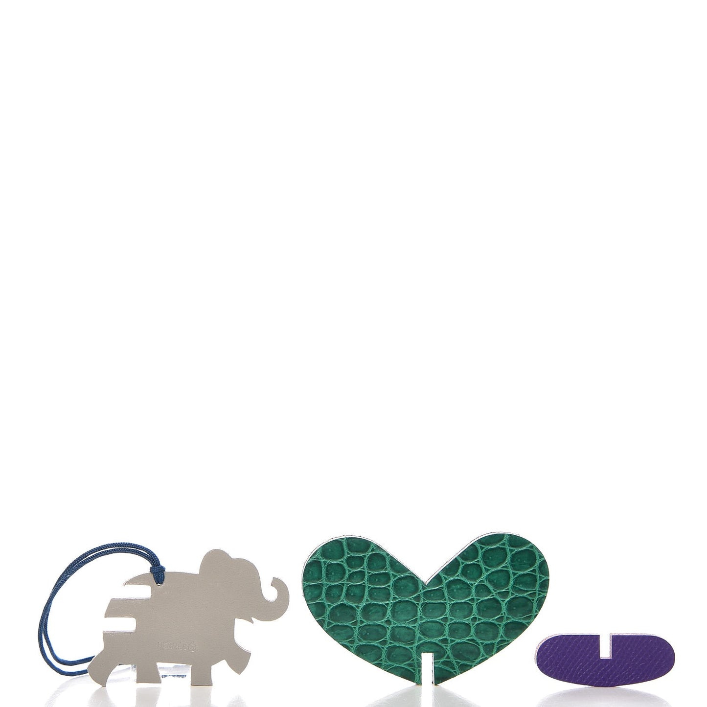 Crocodile Epsom Tadelakt Petit H Flying Elephant Ornament Charm Emerald