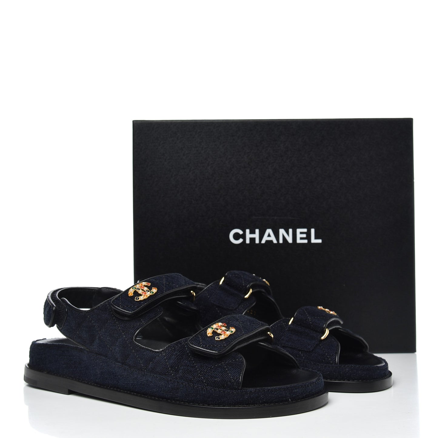 Denim Quilted Dad Sandals 38.5 Blue