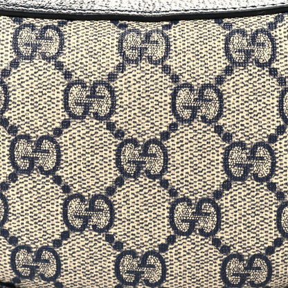 Gucci GG Supreme Monogram Textured Dollar Calfskin Web Mini Ophidia Half Moon Hobo Beige Blue 8 of 12
