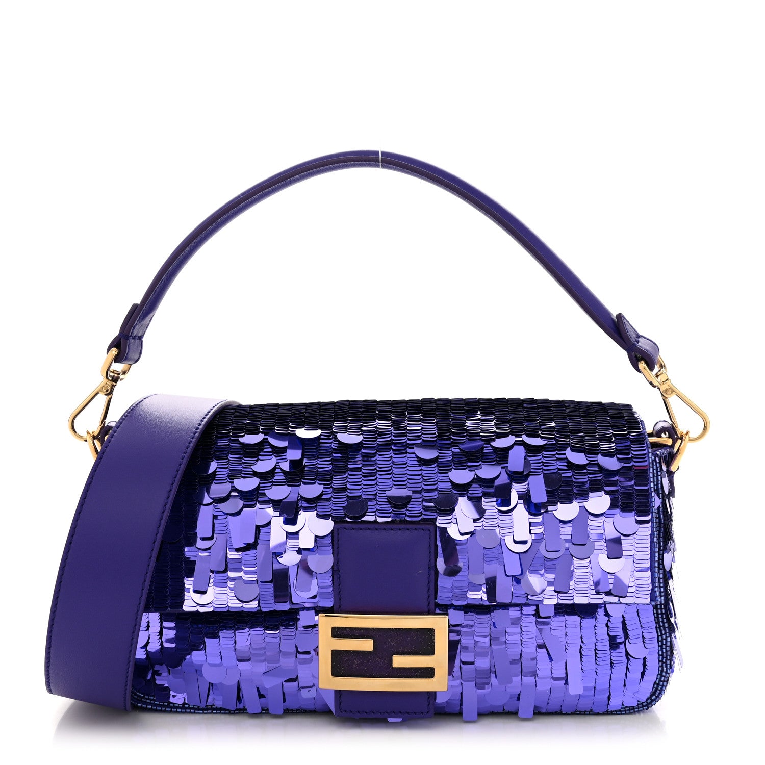 Fendi Sequin Paillettes Shiny Nappa Sex and the City Baguette Viola Purple Rain 1 of 11