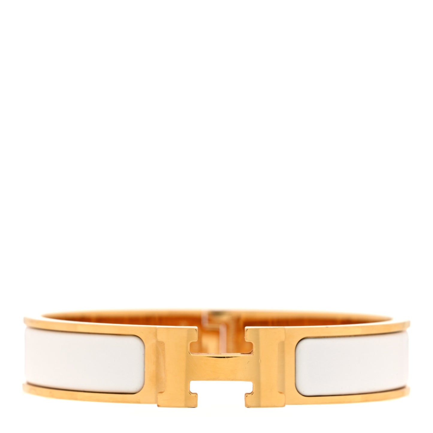 Enamel Narrow Clic Clac H Bracelet PM White