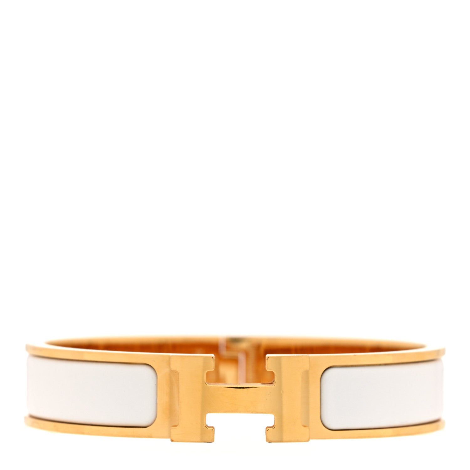 Hermes Enamel Narrow Clic Clac H Bracelet PM White 1 of 4