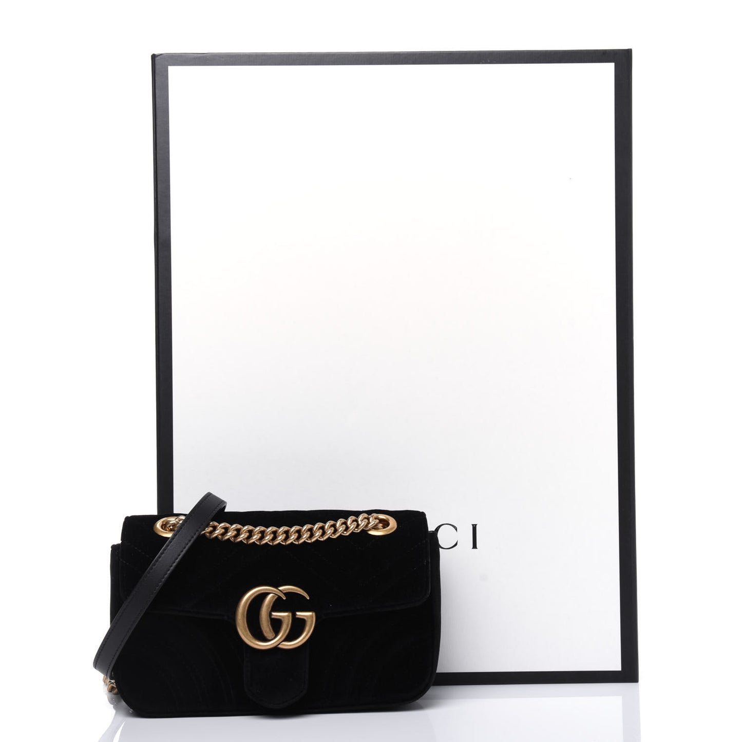Velvet Matelasse Mini GG Marmont Shoulder Bag Black