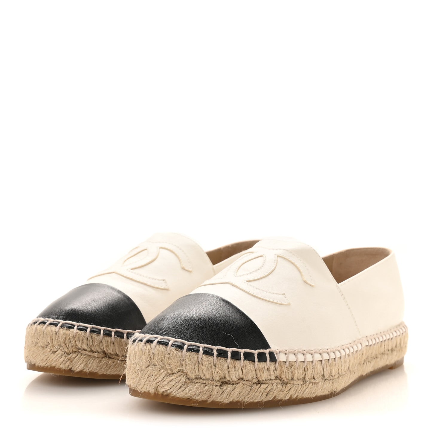 Lambskin CC Espadrilles 38 White Black