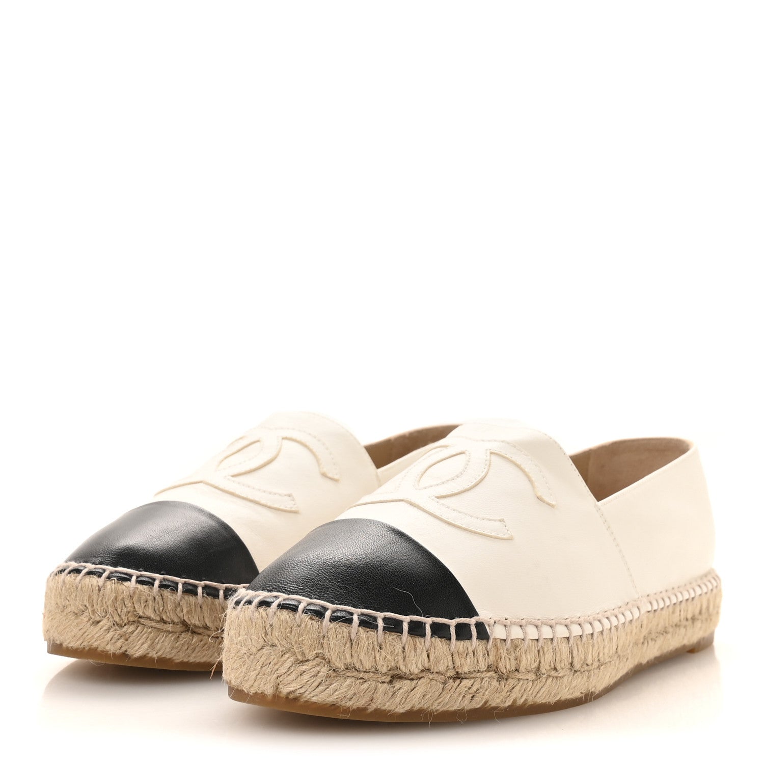 Chanel Lambskin CC Espadrilles 38 White Black 4 of 9