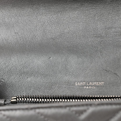 Saint Laurent Sheepskin Matelasse Chevron Monogram Medium College Bag Storm 11 of 12