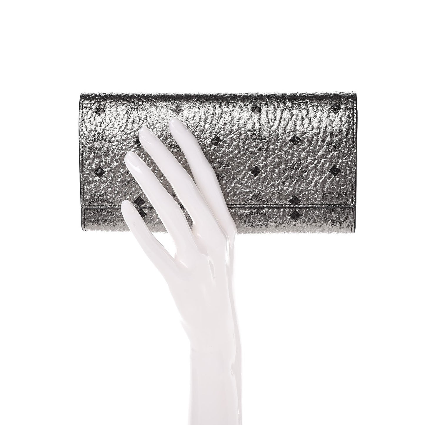 Metallic Visetos Continental Flap Wallet Silver