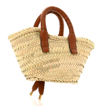 Chloe Raffia Small Grain Calfskin Mini Marcie Basket Tan 3 of 8