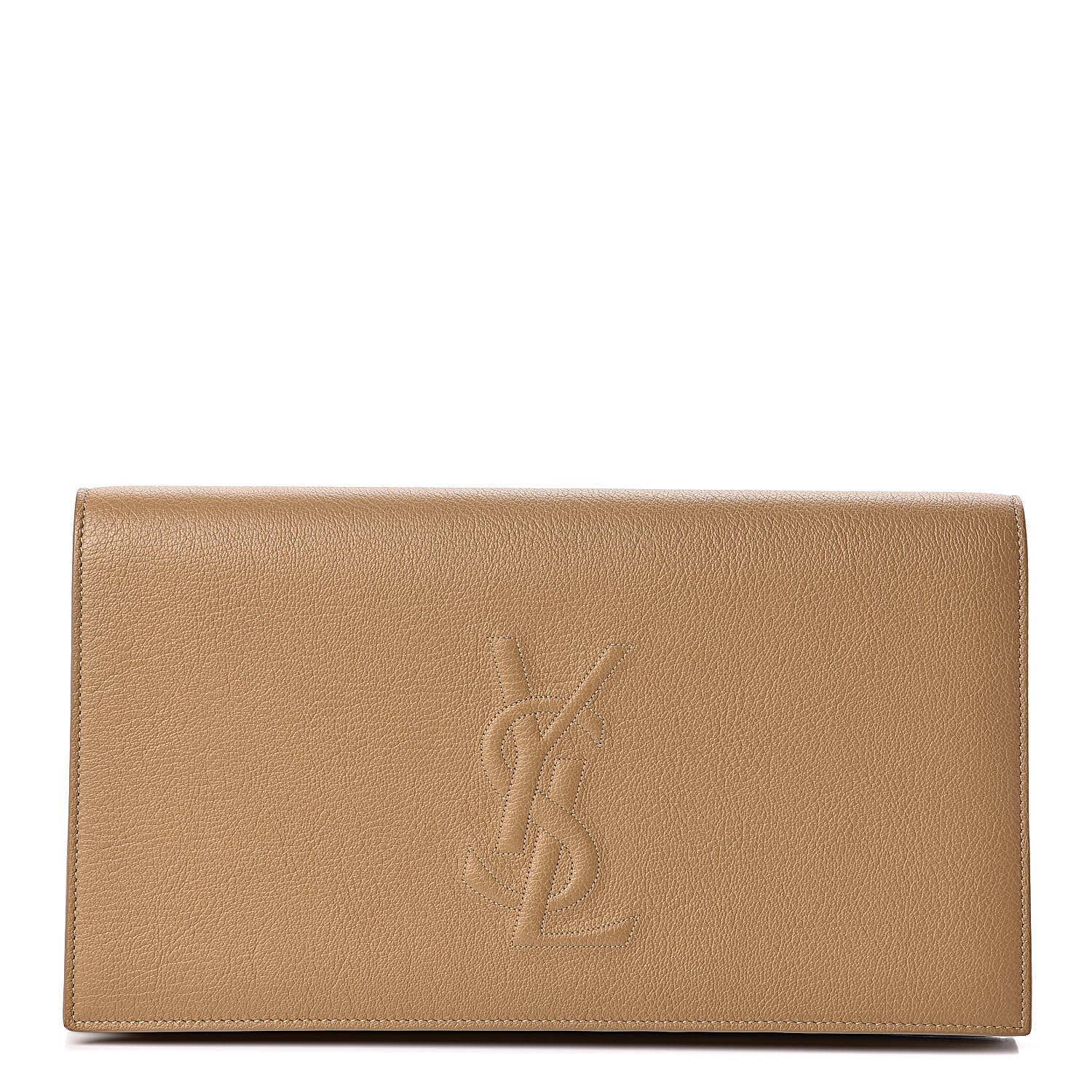 Saint Laurent Calfskin Monogram Large Belle De Jour Clutch Beige 1 of 9