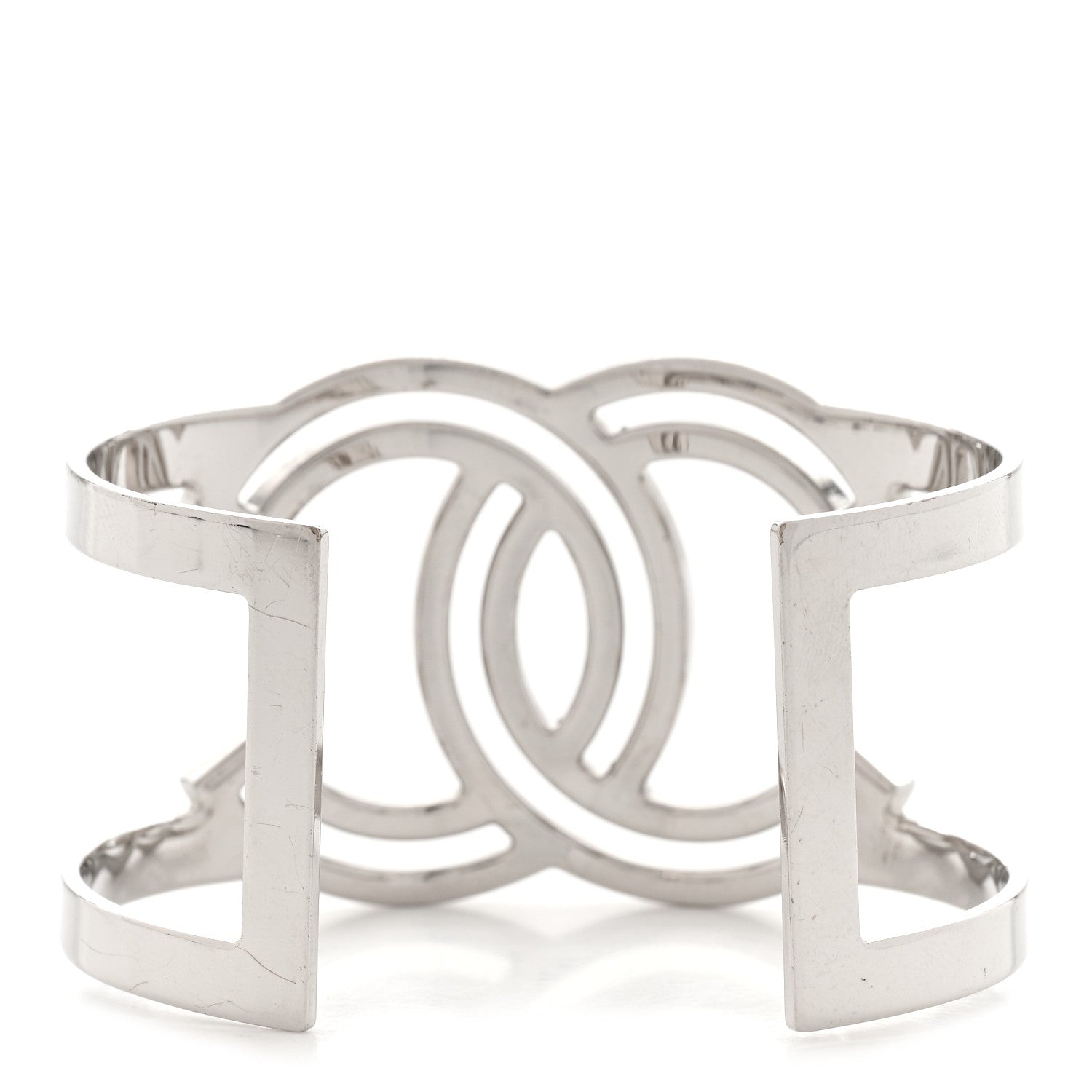 Chanel Metal Baguette Crystal CC Cuff Silver 3 of 7