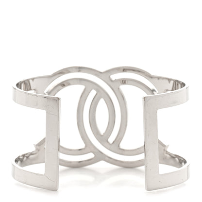 Chanel Metal Baguette Crystal CC Cuff Silver 3 of 7
