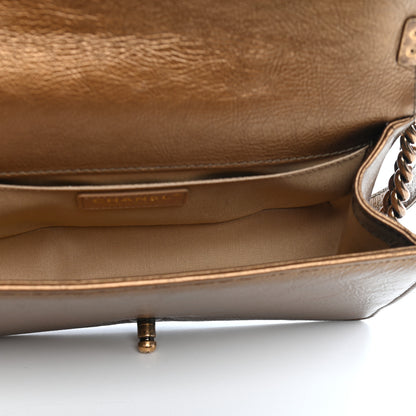 Chanel Metallic Crumpled Calfskin Quilted Gripoix Medium Boy Flap Bronze 5 of 10