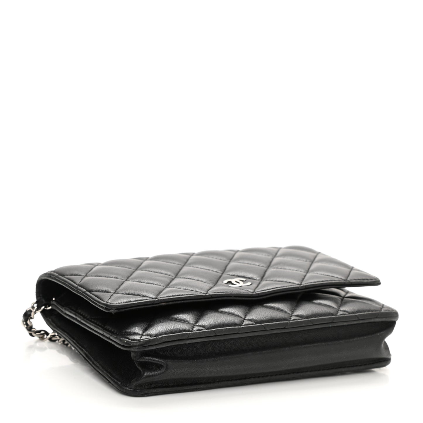 Lambskin Quilted Wallet On Chain WOC Black