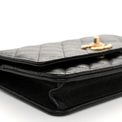 Chanel Caviar Quilted Camellia Wallet On Chain WOC Black 9 of 11