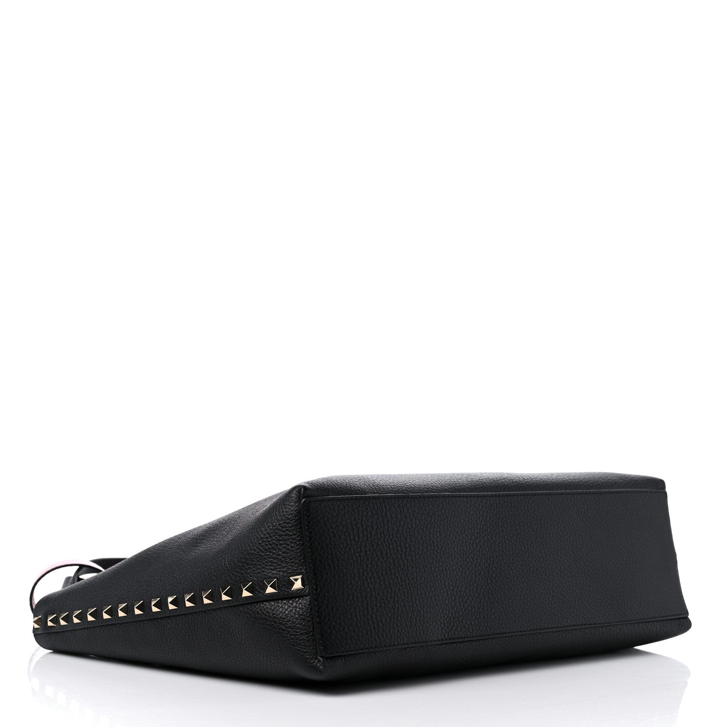 Valentino Garavani Grainy Calfskin Medium Rockstud Tote Black Rose Quartz 5 of 8