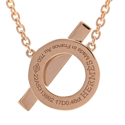 Hermes 18K Rose Gold Diamond Finesse Pendant Necklace 5 of 5