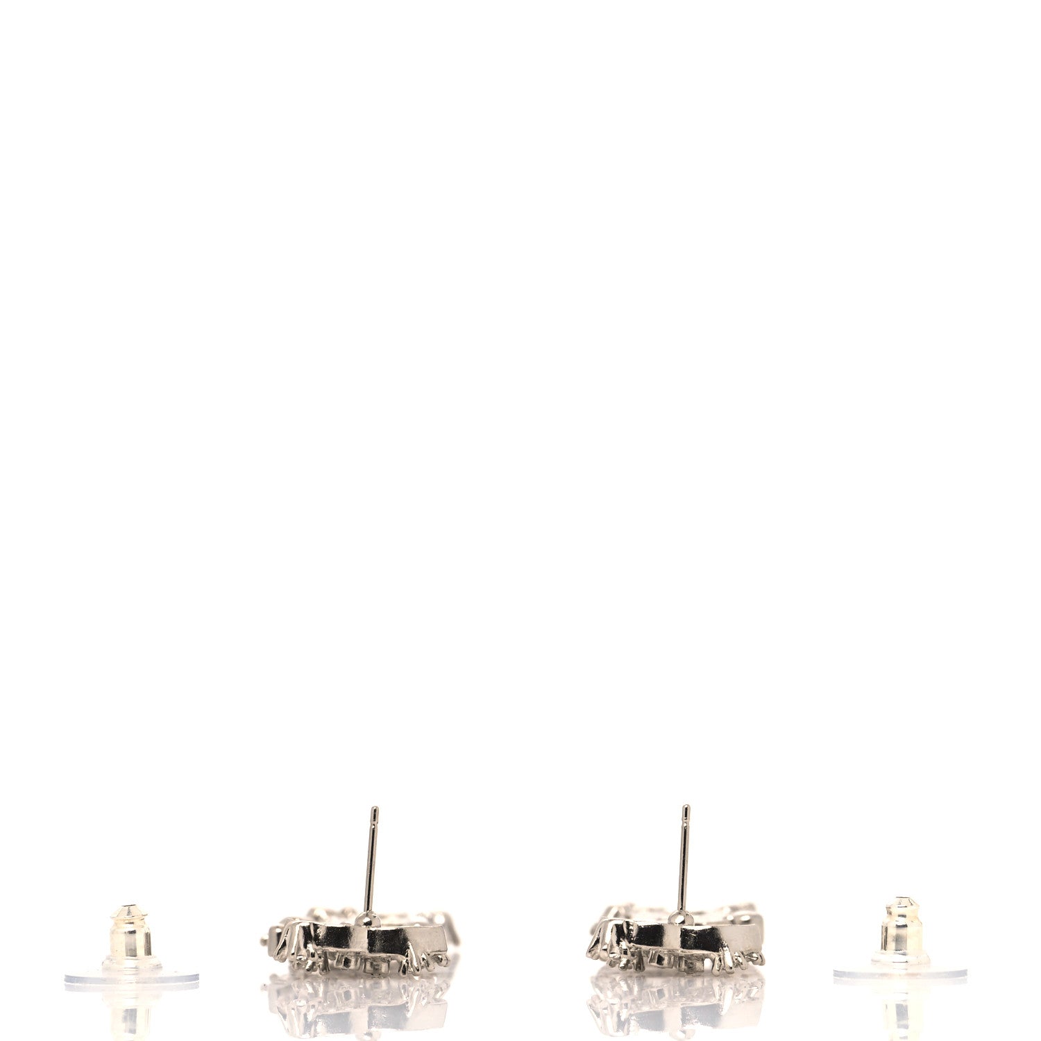 Chanel Crystal Cha-Nel Logo Drop Earrings Silver 3 of 4