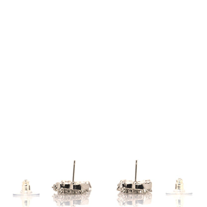 Chanel Crystal Cha-Nel Logo Drop Earrings Silver 3 of 4