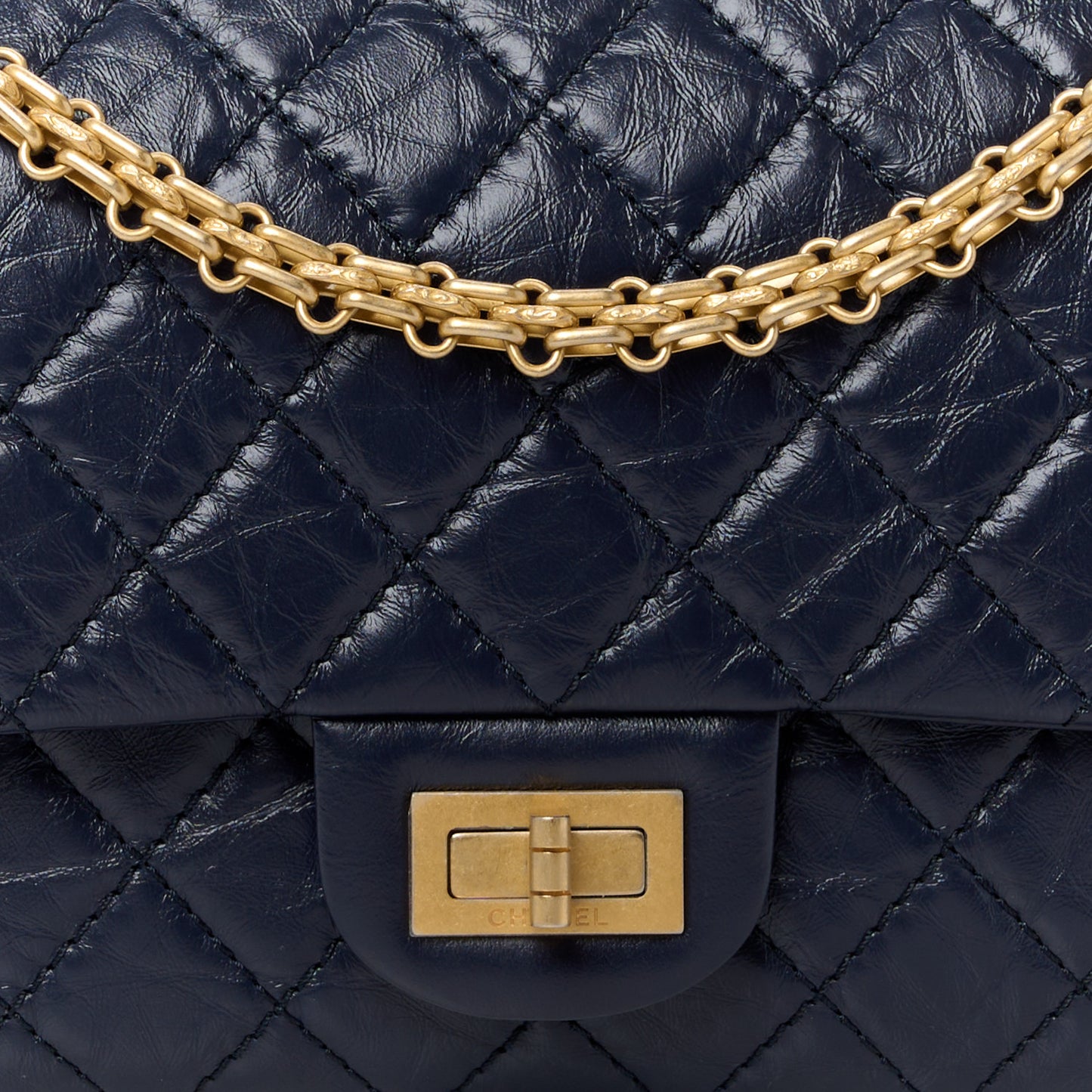 Aged Calfskin Quilted 2.55 Reissue 225 Flap Navy