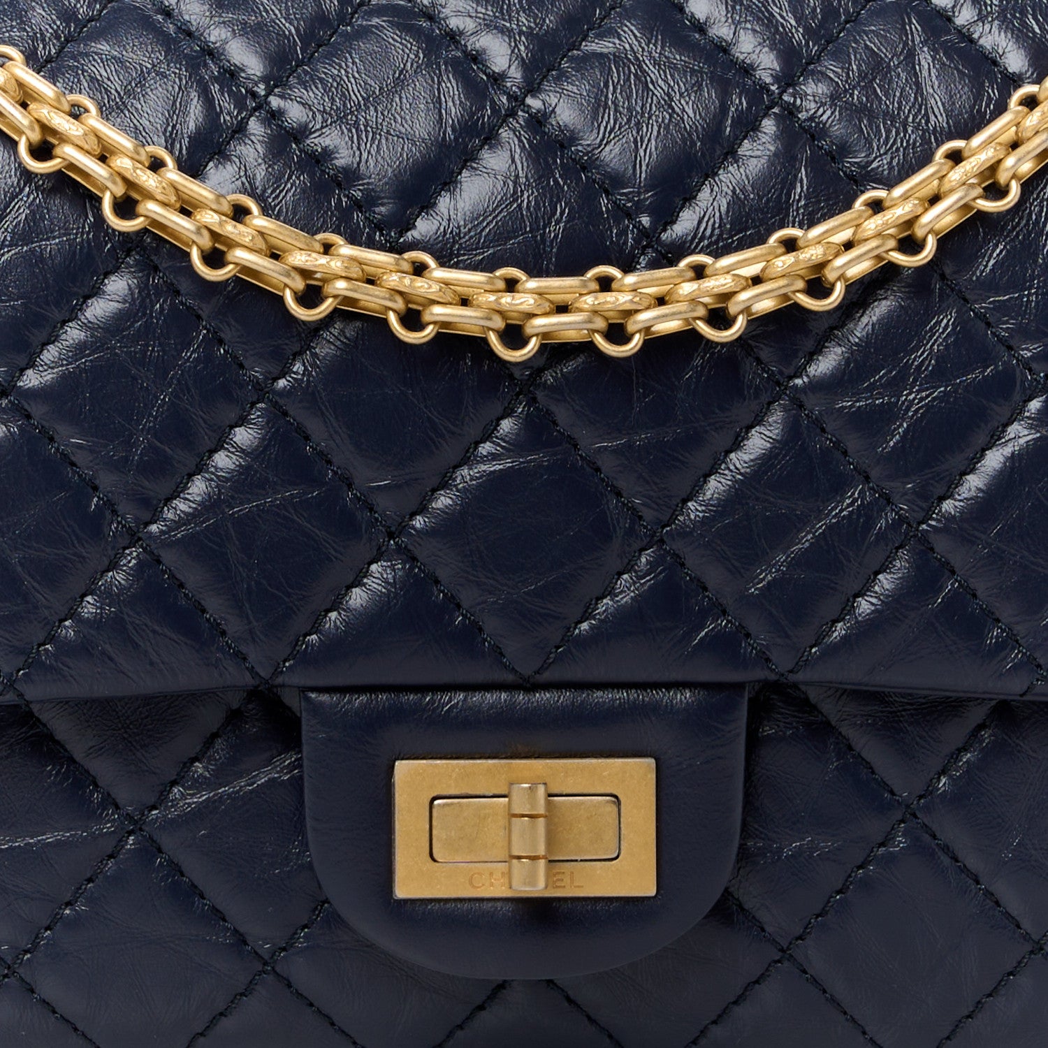Chanel Aged Calfskin Quilted 2.55 Reissue 225 Flap Navy 8 of 12