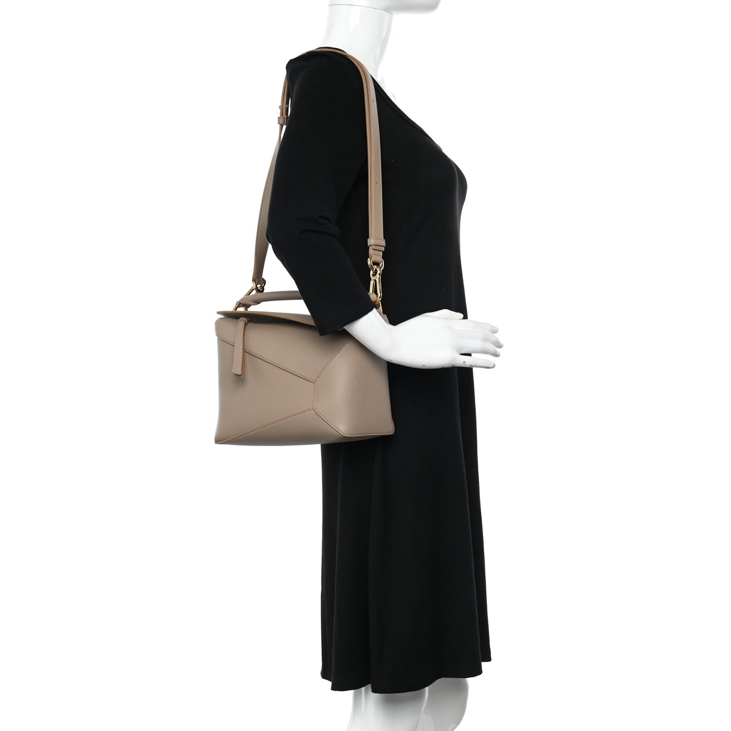 Grained Calfskin Small Puzzle Edge Bag Sand