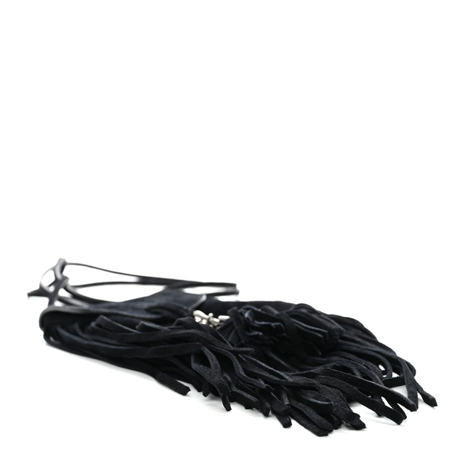 Saint Laurent Suede Fringe Toy Monogram Anita Crossbody Bag Black 4 of 10