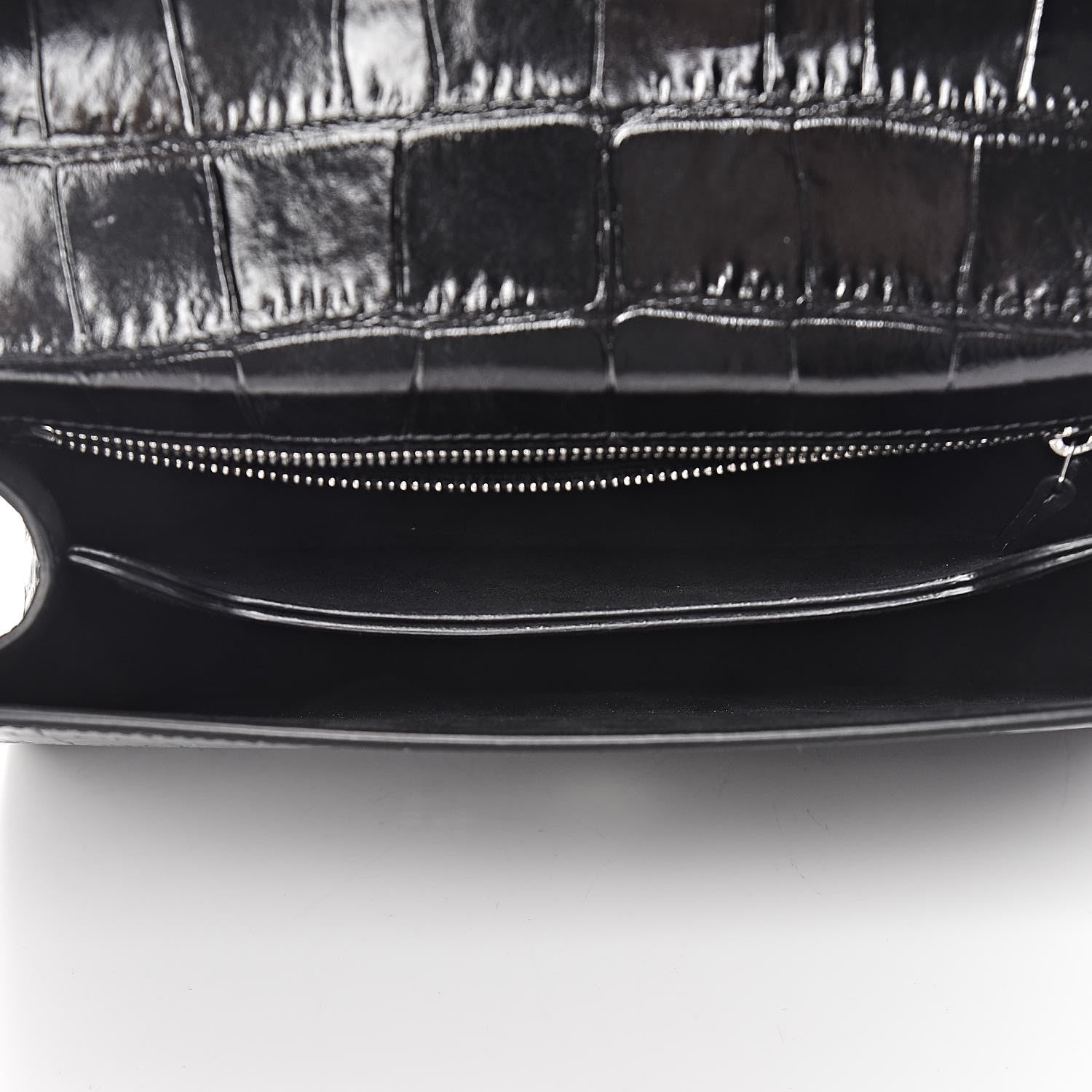 Alexander McQueen Calfskin Crocodile Embossed Knuckle Shoulder Bag Black 5 of 10