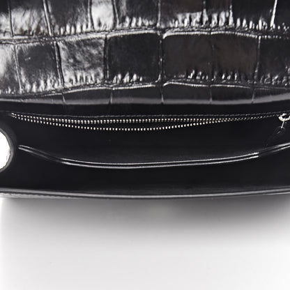 Alexander McQueen Calfskin Crocodile Embossed Knuckle Shoulder Bag Black 5 of 10