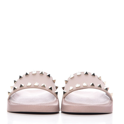 Valentino Garavani Rubber Rockstud Slide Sandals 35 Poudre 2 of 8