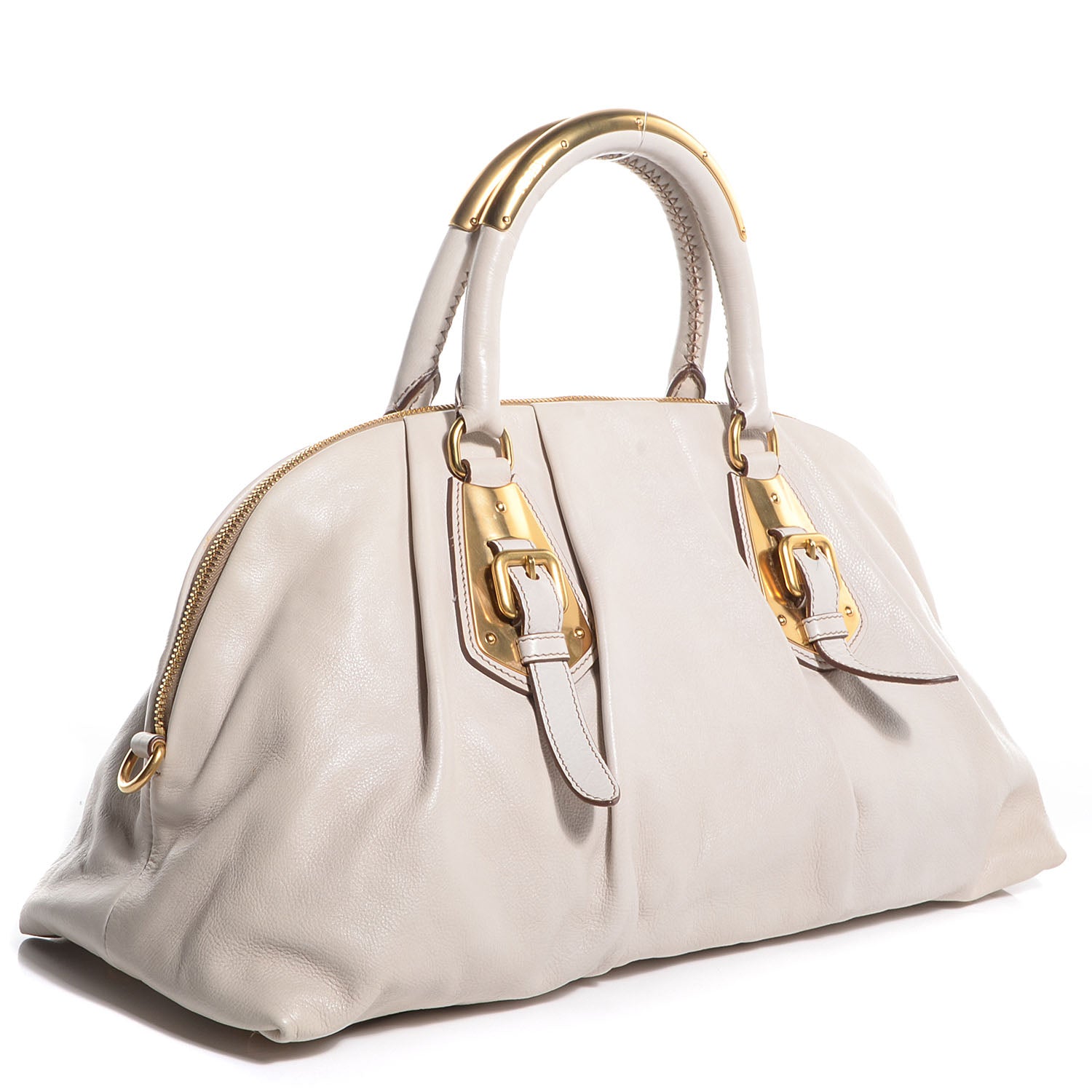 Prada Glace Calf Dome Satchel Talco 3 of 9